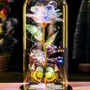 Valentine's Day Rose Gifts for Her Birthday Gift for Women Galaxy Glass Rose in Glass Dome Forever Eternal Crystal Roses with Butterfly Valentine's Day Gifts for Daughter Mom Wife Girlfriend Colorful