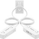 PD30W Split Extension Cord 10FT (5FT on Each Side), Single Flat Plug Twin Extension Cord with 4 AC Outlets, 2 USB-A & 3 USB-C, Nightstand Charging Station for Bedroom, His and Hers