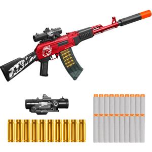 Shell Ejecting Shotgun Foam Blasters Realistic Pellet Soft Bullet Toy Gun Dart Sniper with Scope Rifle Fake Gun Shooting Game for Boys, Girls, Kids, and Adults Birthday Gift Age8-12 (A47-red)