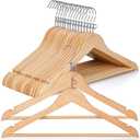 TOPIA HANGER Wooden Hangers 5 Pack, Space Saving Coat Hanger with 360° Swivel Cascading Ring Hook, Non Slip Pants Bar and Shoulder Notches for Camisole, Jacket, Suit, Clothes Hangers -CT62N30