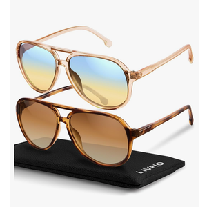 livho Trendy Polarized Aviator Sunglasses Women Men, Retro Sun Glasses for Women Men 2025, Oversized UV Protection Shades