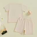 Toddler Baby Girl Summer Outfits Baseball Bow Fuzzy Embroidered T Shirt Top Shorts 2Pcs Baseball Game Day Clothes (Beige)