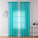 OVZME Turquoise Sheer Curtains 2 Panel Sets 84" Inch Length - Transparent Light Weight Soft Window Panels for Study Room/Living Room/Bedroom, Per Panel W42 X L84 inches, 1 Pair