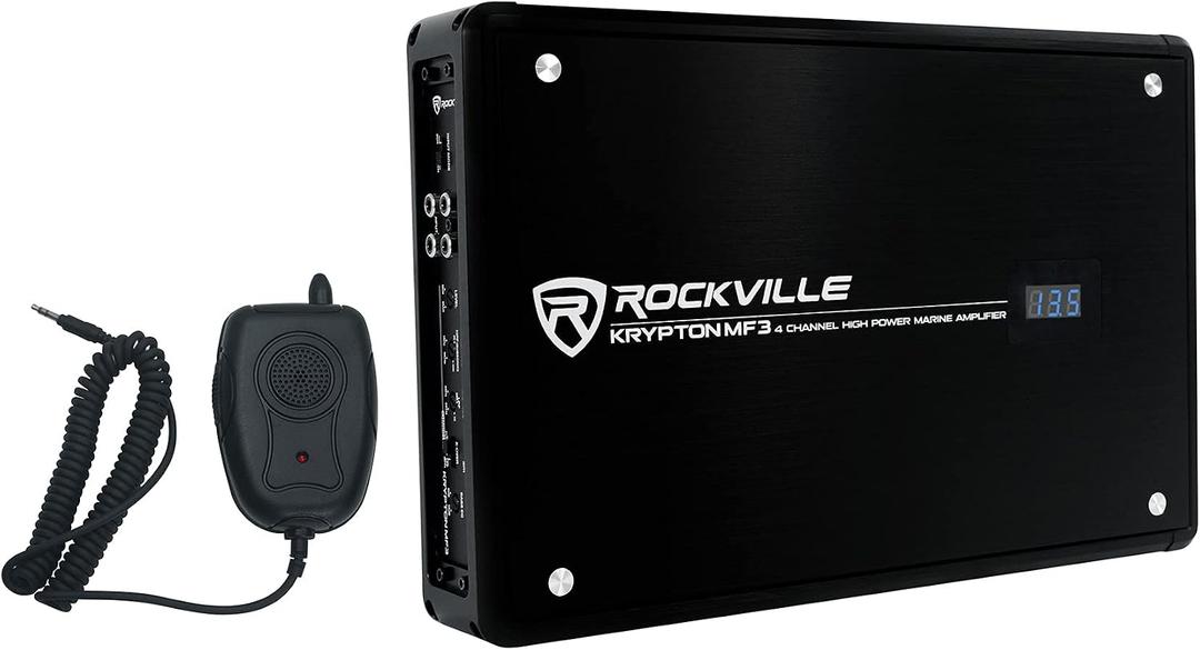 Rockville Krypton MF3 Black 4 Channel Marine Amplifier Boat Amp