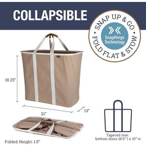 CleverMade Collapsible Laundry Caddy Brown (LUXE) - Pack of 2 64L / 17 Gal - Foldable Storage Organization Container Clothes Room Storage Solution