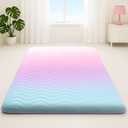 SCHNAUZER HOME Japanese Floor Futon Mattress, 3.5" Thicken Colorful Rainbow Portable Floor Mattress, High-Density Foam Tatami Mat Sleeping Pad for Camping Guest Room Dormitory RV, Twin