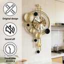 Large Wall Clocks for Living Room,Silent Non Ticking,Battery Operated Oversized Round Modern Wall Clock for Bedroom,Farmhouse,Office Wall Decor-17.8x30.7Inch(Golden)