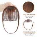 BOGSEA Bnags Hair Clip- Medium Brown Fake Bangs 100% Real Human Hair Extensions Wispy Bangs for Women Fringe with Temples Hairpieces Curved Bangs for Daily Wear Medium Brown Wispy Bangs