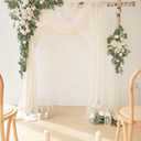Deluxe White Artificial Wedding Arch Flowers with Drapes Kit-Pack of 5, 2pcs Flower Arrangements 3pcs Hanging Sheer Drapes White Ceremony Arbor Reception Backdrop Rose Floral Decorations.