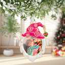 West style 2025 Snowflake Christmas Tree Ornaments Set 3 Pieces-Metallic Picture Frame Ornament Hanging Home Deco Gnomes Reindeer Hanging Pendant Holiday Keepsake Gift (Pink & Golden)