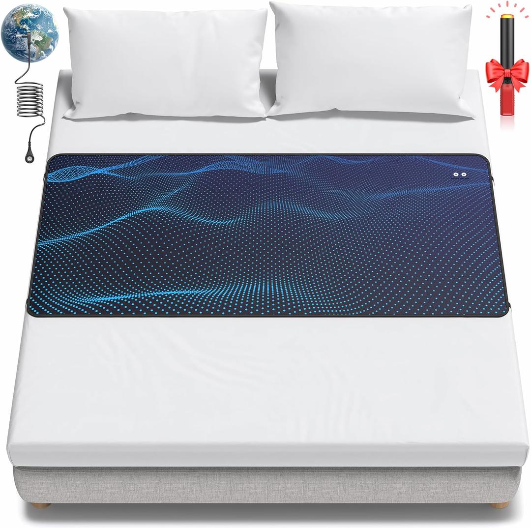 Grounding Mat for Bed, Grounding Sheets Earth Connected Grounded Pad for Sleeping, Grounded Mat Mattress Cover Earth, Include Cord & Tester (California King)