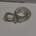 FIORETTO Men Women Rhinestone Belt Bling Western Studded Leather Belt Shining Diamond Cowgirl Cowboy Waist Belt for Jeans (fits waist size 29"-33", 07 Shine-silver)