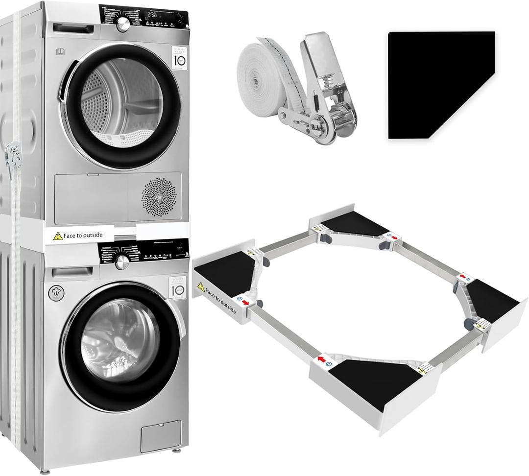 29 inch Washer Dryer Stacking Kit, Universal Stacking Kit for Washer and Dryer, Adjustable 29"/28"/27"/26"/25"/24" Washer and Dryer Stacking Kit with Ratchet Strap