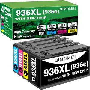 936e 936XL Ink Cartridge With Chip Compatible for HP 936 Ink Cartridges Combo Pack for HP Officejet pro 9125e ink cartridges 9120e 9128e 9130e 9130b 9135e 9110b 9122e Wide Format 9730e Printer