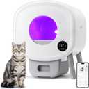 Automatic Cat Litter Box,Self Cleaning Litter Box Large Capacity for Multiple Cats with App Control and Safety Protection,2 Roll Litter Bags,White