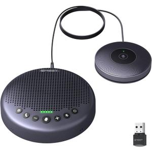 EMEET Conference Speaker and Microphone w/8+1 Mics, 360 Voice Pickup, Noise Reduce, Bluetooth/USB/Dongle Speakerphone for 14 People w/Daisy Chain for 25, Compatible w/Leading Platforms, 2025 Version (Luna Plus Kit for 14)