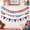 Breling 3 Pcs 4th of July Party Decoration 250th Anniversary Banner 8.2 ft Glitter Red White Blue Banner 250 Years of Freedom 1776-2026 for Independence Day Patriotic