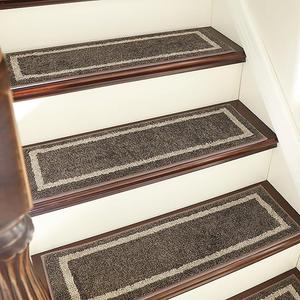 COSY HOMEER Soft Stair Treads 15pcs Non-Slip Carpet Mat 28inX9in Indoor Stair Runners for Wooden Steps,Stair Rugs for Kids and Dogs, 100% Polyester TPE Backing Brown,Square