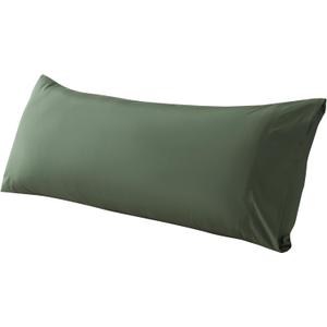 WhatsBedding Body Pillow Cover Cotton Fabric, Long Pillowcase Breathable & Skin-Friendly, Envelope Closure - Olive Green (20x54 inch)