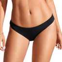 CRZ YOGA Womens Bikini Bottom Low Waisted Bathing Swimsuit Shorts Cheeky Swim Briefs (Medium, Black)