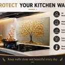 Tempered Glass Backsplash for Kitchen，Tree of Life Glass Backsplash,30x16''