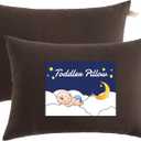 NTBAY Toddler Pillows, Down Alternative 13"x18" Pillows, Machine Washable - Soft and Breathable Travel Small Pillows for Sleeping, Ideal for Daycare, Crib, Cot, Dark Brown