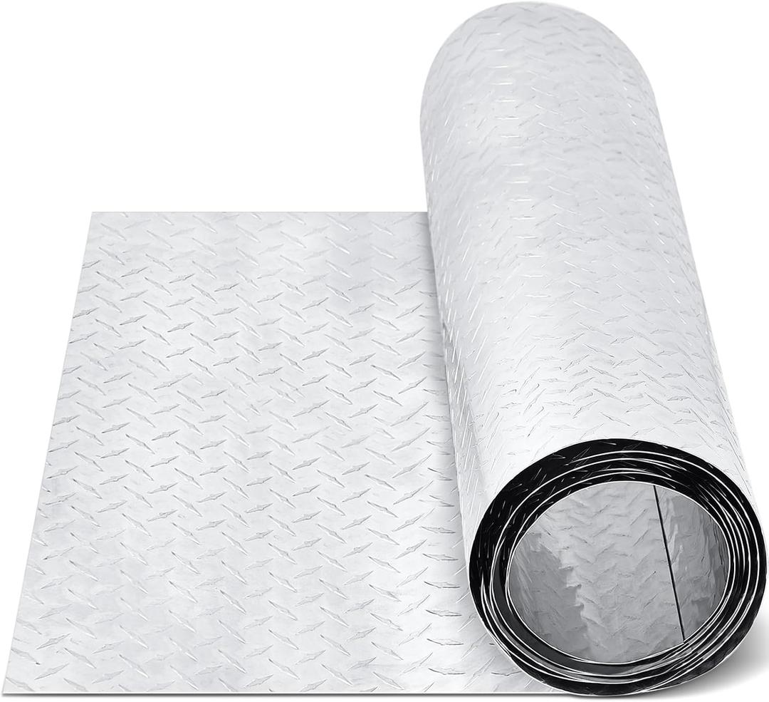 Zonon Diamond Plate Sheet Metal Aluminum Plate Heavy Duty Tread Aluminum Sheet Embossed Aluminum Diamond Checker Plate for Wall Covering, Cargo Trailer, Rv and More (96 48 Inch)