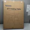 Folding Table 6ft Portable Heavy Duty Plastic Fold-in-Half 6 Foot Foldable Table Utility Dining Indoor Outdoor for Camping Picnic and Party, Black