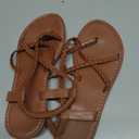 Verdusa Women's Flat Sandals Strappy Dressy Ankle Strap Casual Summer Thong Sandals for Beach Brown 7.5