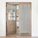 RYB HOME Grey Linen Blended French Door Curtain Privacy Light Filgtering Tricia Window Door Curtain for Patio Sidelight Glass Blind Tie Up Shade for Kitchen, W 26" x L 69", 1 Panel