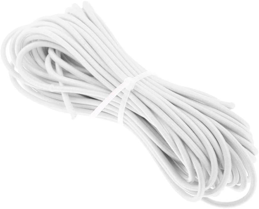 3mm Elastic Round Bungee Rope Shock Cord Tie Down Boats Trailers 10m White