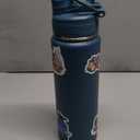 [2-IN-1 LID] Insulated Water Bottle with Silicone Boot (36hrs Cold/18hrs Hot) - DIY Stickers, Leakproof, BPA Free, 24 oz (Cyan)