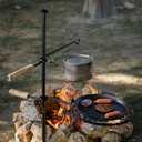 Fire Pit Slot Grill, Adjustable Swivel Campfire Grill Heavy Duty BBQ Steel Grate, HZGAMER Campfire Cooking Equipment Camping Grill for Outdoor Barbecue Over Open Fire
