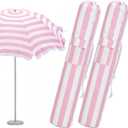 Teenyyou 2 Pcs Beach Umbrella Storage Bag Foldable Waterproof Beach Bag for Umbrellas with Wide Padded Shoulder Strap & Molded Carry Handle Summer Stripe Patio Storage Carrying Covers (Pink and White)