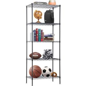BestOffice | 5-Tier Wire Storage Shelves | 14x24x60 | Black| Heavy-Duty Metal Shelf, Holds Upto 750 lbs | No-Tool Assembly | Ideal for Home & Garage Shelving