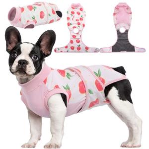 Kuoser Recovery Suit for Dogs Cats After Surgery, Professional Pet Recovery Shirt Dog Abdominal Wounds Bandages, Substitute E-Collar & Cone,Prevent Licking Dog Onesies Pet Surgery Recovery Suit Size S