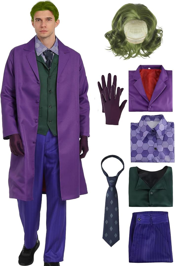 Halloween Costume Set for Mens Purple Costume for Role Cosplay Cute Soft Costume (L)