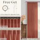 Terracotta Pinch Pleat Semi Sheer Linen Curtains 90 Inch Long Rustic Drapes, 40"W x 90"L
