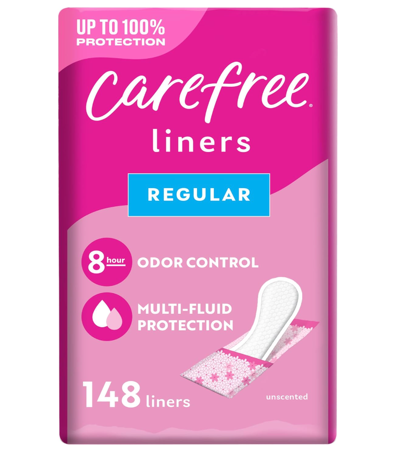 Carefree Panty Liners, Regular Liners, Wrapped, Unscented, 148ct