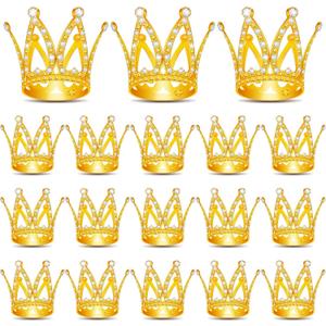 18 Pcs Crown Cake Topper, Mini Tiara Birthday Cake Toppers, Mini Crown for Flower Arrangements Women Lady Girl Wedding Baby Shower Birthday Party