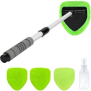 Microfiber car Windshield Cleaner Tool auto Interior Glass Window Cleaning kit 4 Washable and Reusable Microfiber Cleaning Cloth Cleaner extendable Interior Window Tool