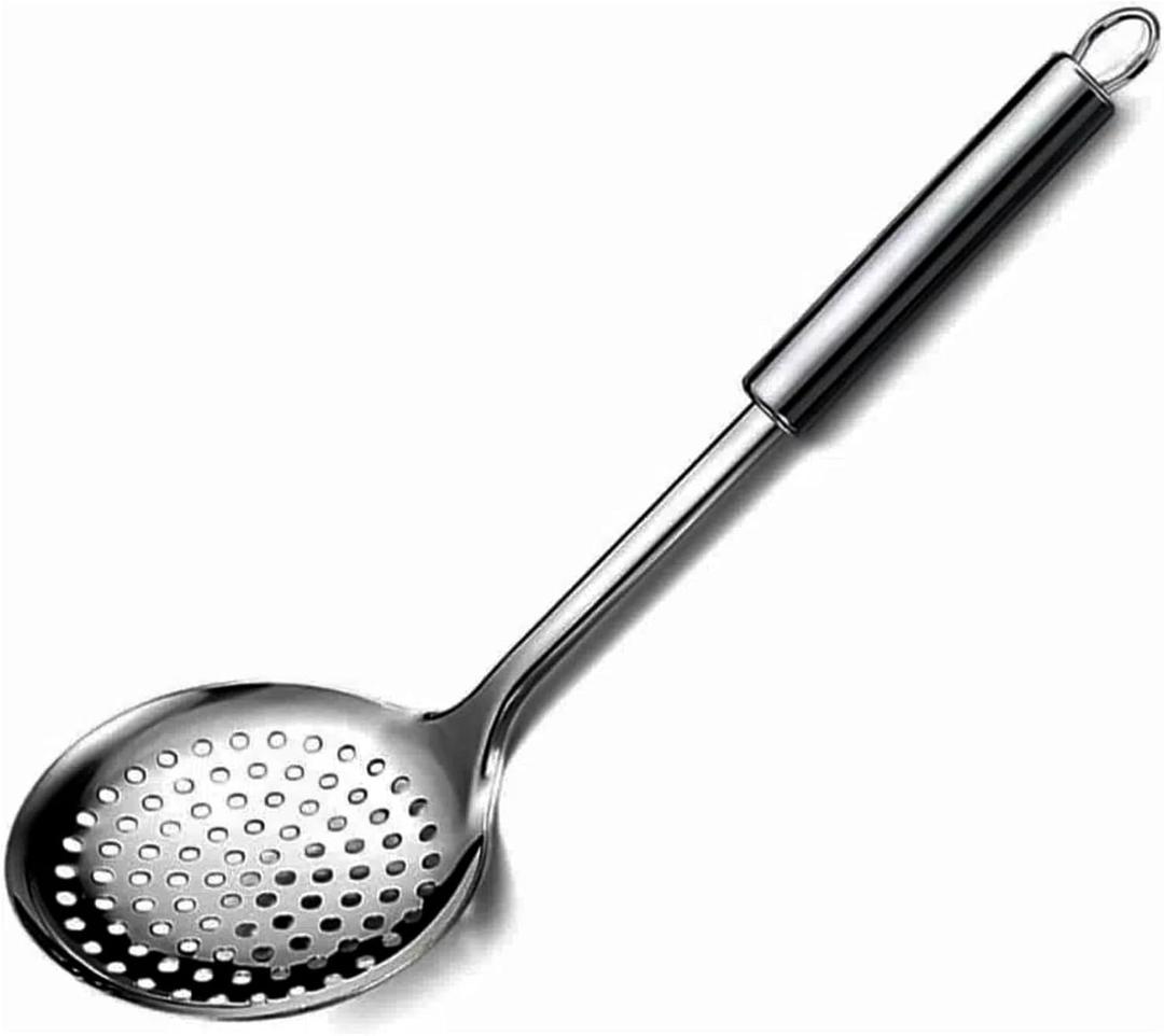 13.2" Stainless Steel Cooking Skimmer Spoon Metal Slotted Spoon for Straining, Ideal for Frying, Skimmer Ladle Sspoons Kitchen Utensils Fryer Scoop