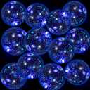 12 Pack 12 Inch Glow in The Dark LED Beach Ball Jumbo Confetti Glitters Inflatable Ball Swimming Pool for Party Pool Summer(Blue)