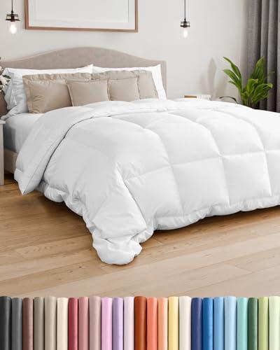 Full Size, White Alternative Down Comforter - Warm, Lightweight & Breathable Hotel Quality Bedding Set for Men, Women, Kids and Teens - All Season Oversized Cooling Microfiber Duvet Insert Comforter