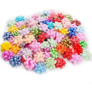 DYSHIPEN 2 inch 100Pcs Small Star Bows for Gift Wrapping and Presents,Multiple coClour Christmas Bows,For Parties, Birthdays, Weddings or Other Holidays. (Style3)