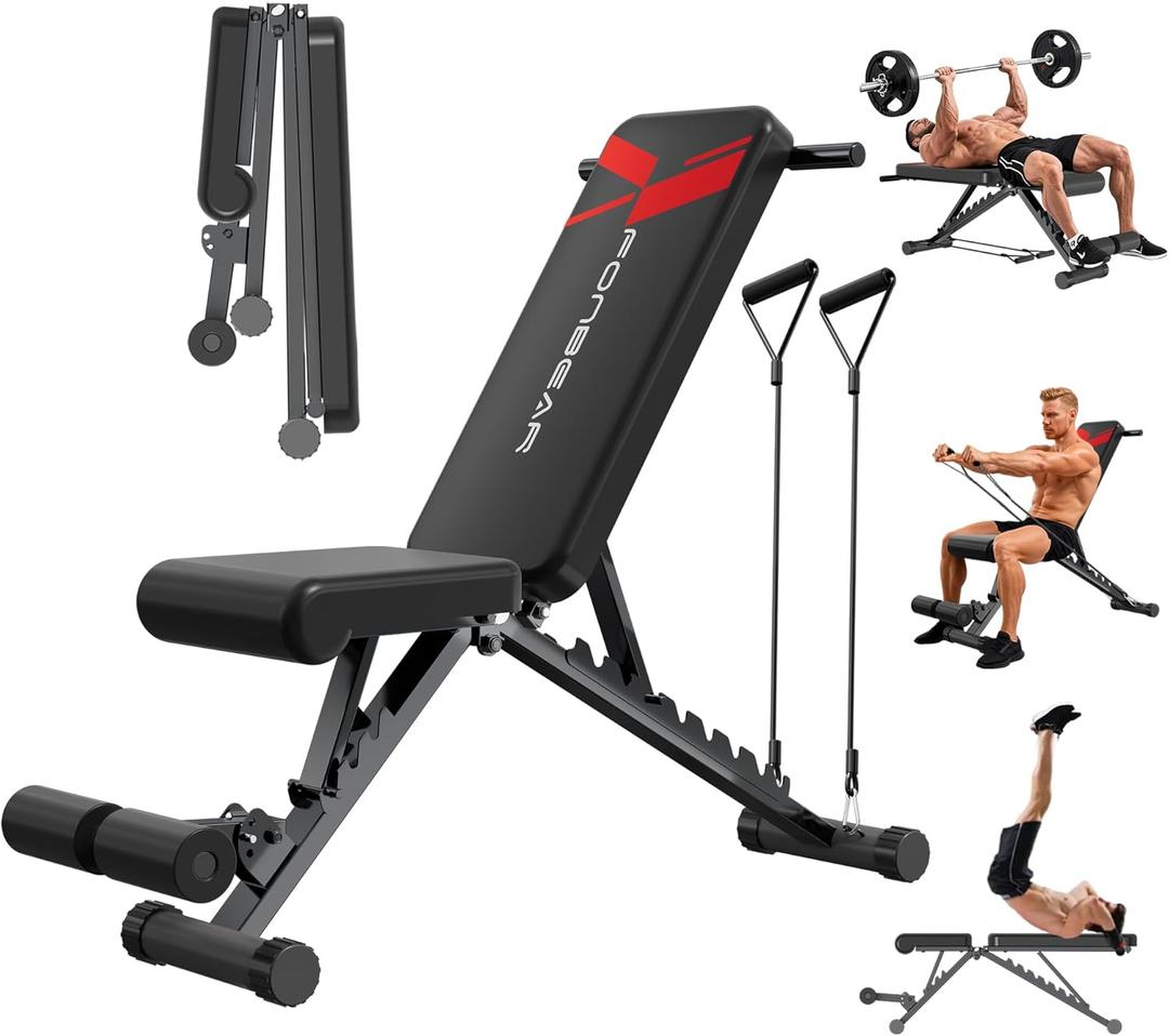 FONBEAR Adjustable Weight Bench, 660LBS Foldable Workout Bench for Full Body Strength Training, Multifunctional Bench Press Incline Decline Bench - Great for Beginners and Professional Use