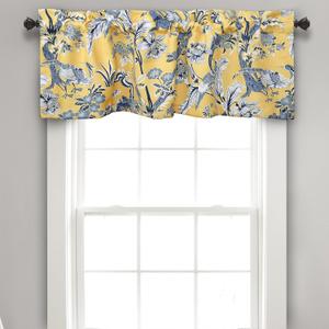 Lush Decor Dolores Light Filtering Valance Curtains Single, 52" W x 18" L Yellow - Valances for Windows - Vintage Valance Floral - Coquette Dcor