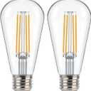 FLSNT Dusk to Dawn Outdoor Sensor ST19 LED Light Bulb, 7W (60W Eqv.), 800LM,Vintage Filament E26 Base, Auto On/Off Photocell Automatic for Energy-Efficient Outdoor Lighting, 2700K Soft White, 2 Pack