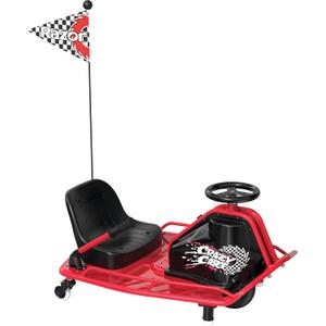 Razor Crazy Cart - 24V Electric Drifting Go Kart - Variable Speed, Up to 12 mph, Drift Bar for Controlled Drifts, One Size, Black/Red