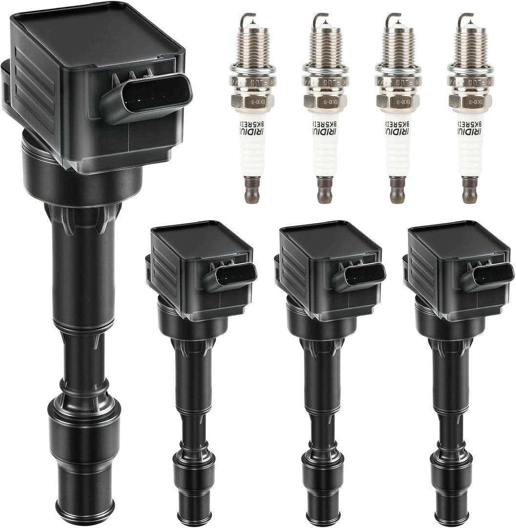 UF816 Ignition Coil Packs & 93175 Spark Plugs Compatible with Hyundai Elantra Kona Sonata Hybrid Veloster Kia Forte Optima Hybrid Soul 2.0L L4 2015 2016 2017 2018 2019 2020 2021 2022, Set of 4
